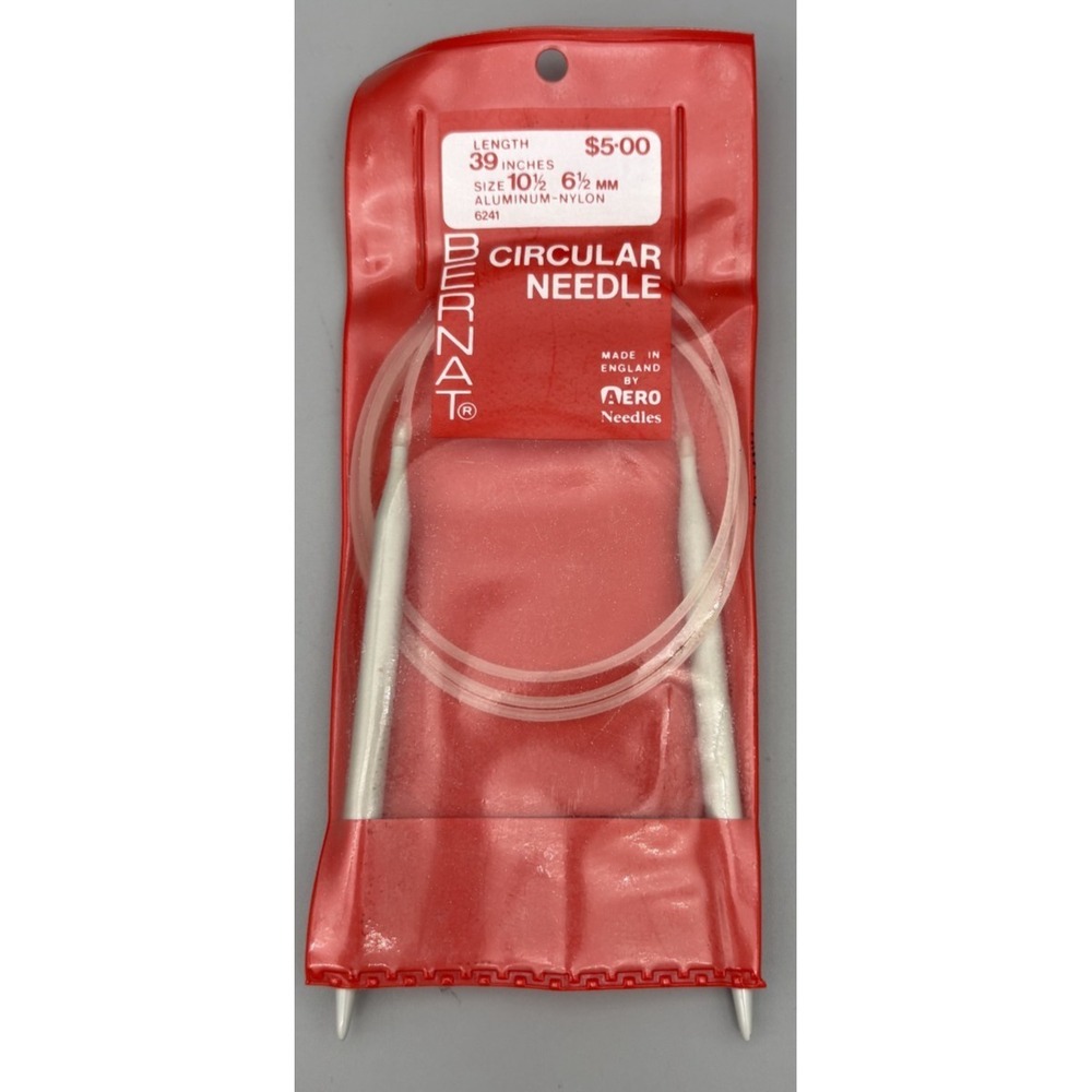 Bernat Circular Crochet Knitting Needles 39" Size 10.5, 6.5mm Aluminum-Nylon NEW